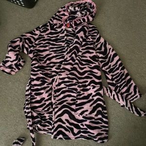 Pink zebra printed bath robe